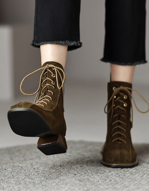 Load image into Gallery viewer, Women’s Square Toe Martin Boots – All-Match Casual Ankle Boots
