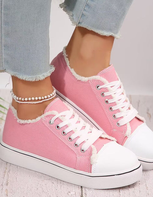 Load image into Gallery viewer, Women's Lace-Up Canvas Sneakers – Lightweight Flat Low-Top
