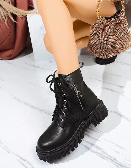 Load image into Gallery viewer, Round Toe Block Heels Boots with Mid-Heel Comfort
