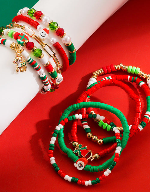 Load image into Gallery viewer, Christmas Bracelet Set Alloy Elk Bell Accessories Fashionable and Colorful Soft Ceramic Bracelet for Women
