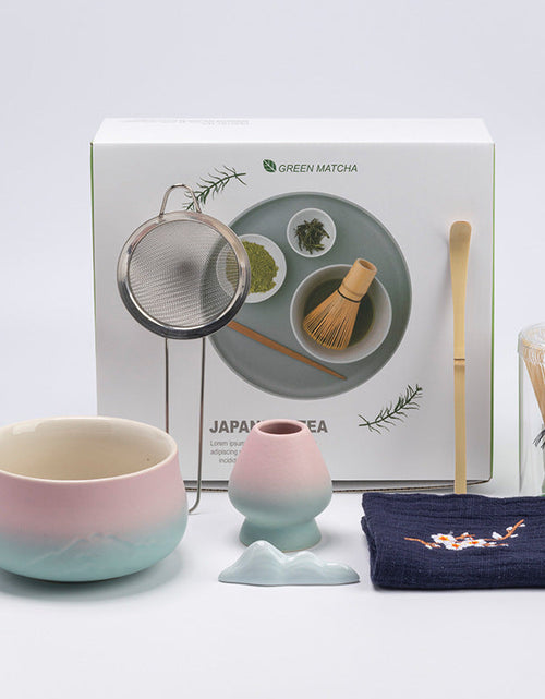 Load image into Gallery viewer, Premium 8-piece Matcha Set: Ceramic Chawan, whisky gift box, Matcha tools – for tea lovers
