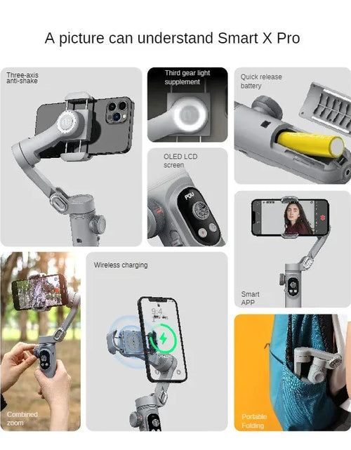 Load image into Gallery viewer, XPro mobile phone three-axis anti shake stabilizer Tiktok short video VLOG shooting handheld PTZ live broadcast support
