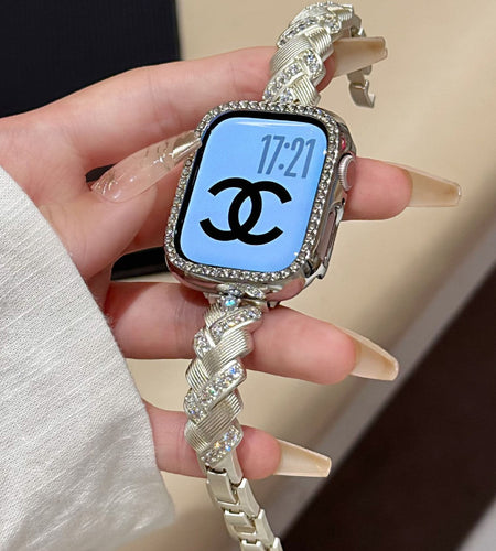 Wheat Spike Diamond-Encrusted Metal Starlight Watch Band for Apple Watch Female