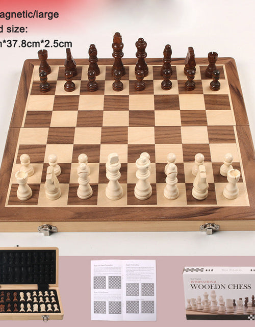 Load image into Gallery viewer, Magnetic Chess Folding Solid Wood Double Queen Set Chessboard Adult Board Game Children's Puzzle Toy
