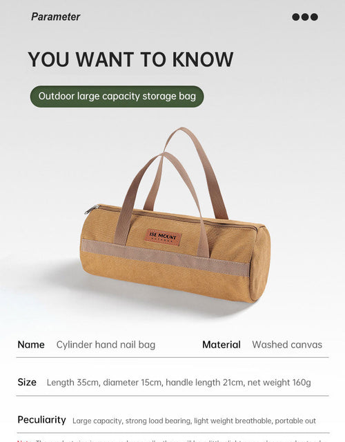 Load image into Gallery viewer, Outdoor Camping Accessories Storage Bag Tent Wind Rope Nail Tool Storage Bag Camping Portable Nail Bag Cylinder Bag
