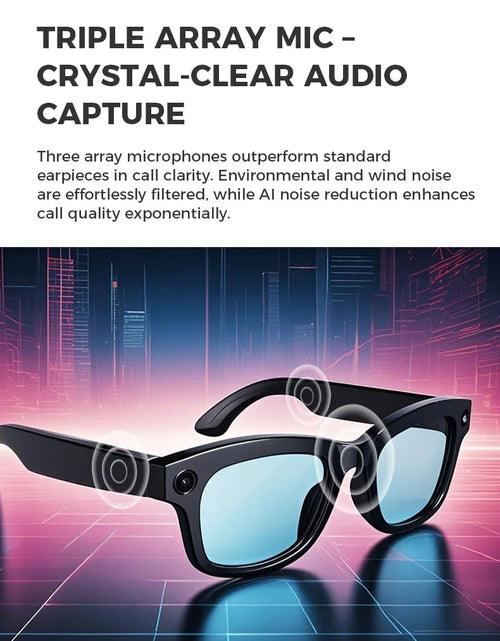 Load image into Gallery viewer, Bluetooth AI shooting glasses Bluetooth call voice assistant real-time translation 5-megapixel shooting stabilization
