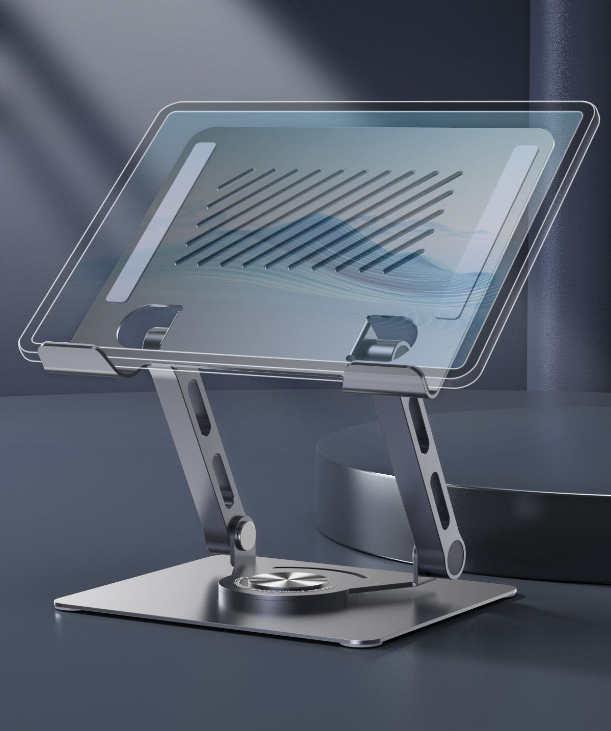 Dual arm support tablet stand with infinite adjustment, rotation, folding, heat dissipation, gaming phone stand