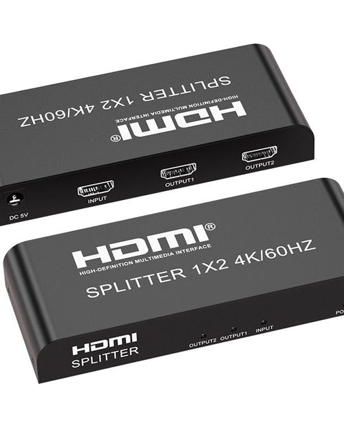 Load image into Gallery viewer, HDMI Distributor 1x2 4K60HZ Series HDMI One In Two Out Divider HD Video Same Screen Device
