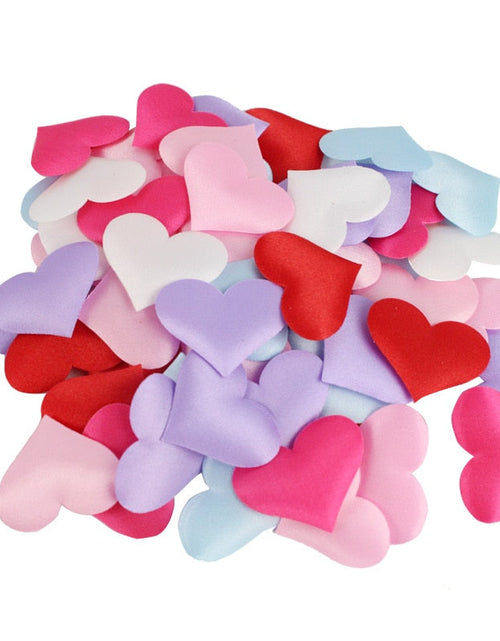Load image into Gallery viewer, 50Pcs 32mm Romantic Sponge Satin Fabric Heart Petals Wedding Confetti Table Bed Heart Petals Wedding Valentine Decoration
