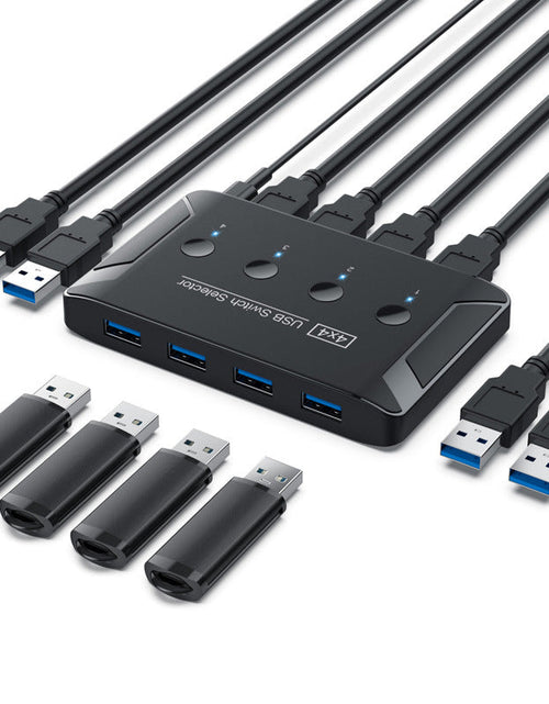 Load image into Gallery viewer, USB 3.0 multi interface four in four out hub printer sharer multi computer shared switch
