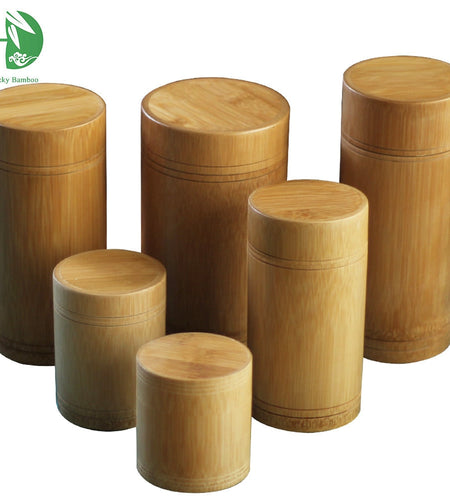 Bamboo Storage Bottles Jars Wooden Small Box Containers Handmade For Spices Tea Coffee Sugar Receive With Lid Vintage
