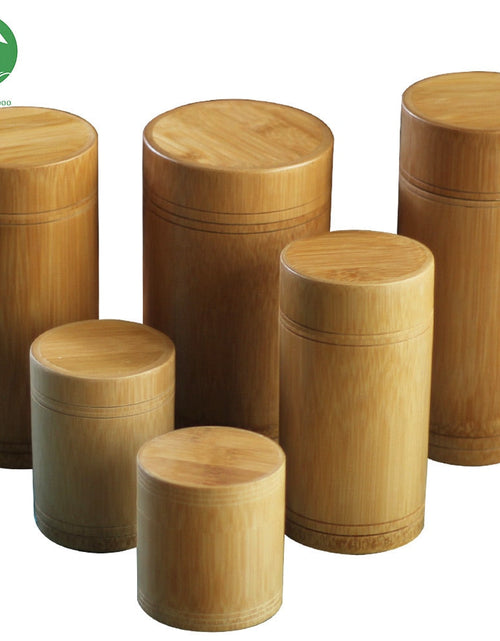 Load image into Gallery viewer, Bamboo Storage Bottles Jars Wooden Small Box Containers Handmade For Spices Tea Coffee Sugar Receive With Lid Vintage
