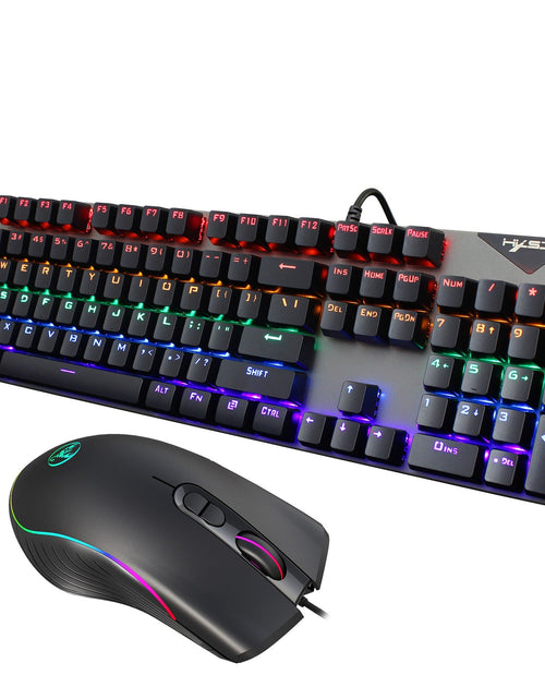 Load image into Gallery viewer, Suspended keycaps with real mechanical feel illuminated RGB keyboard and mouse game 104 keyboard and mouse wired set
