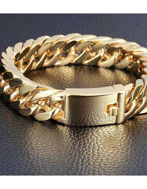 Load image into Gallery viewer, Fashionable 18K gold plated men's electroplated alloy double buckle bracelet
