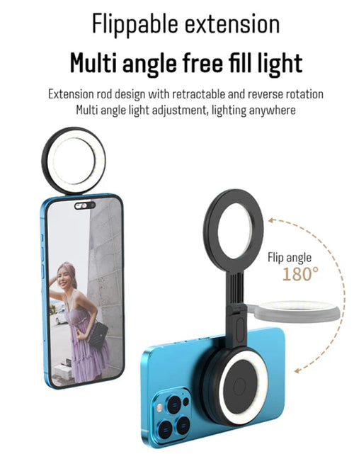 Load image into Gallery viewer, Magnetic LED Fill Light for Phone Selfie Light LED Video Light 2500K-9000K Dimmable Built-in Battery Replacement for iPhone Vlog
