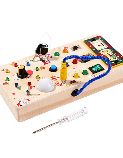 Load image into Gallery viewer, Christmas Gift Children's Early Education Wooden Switch Plug Power LED Light Busy Board Toy
