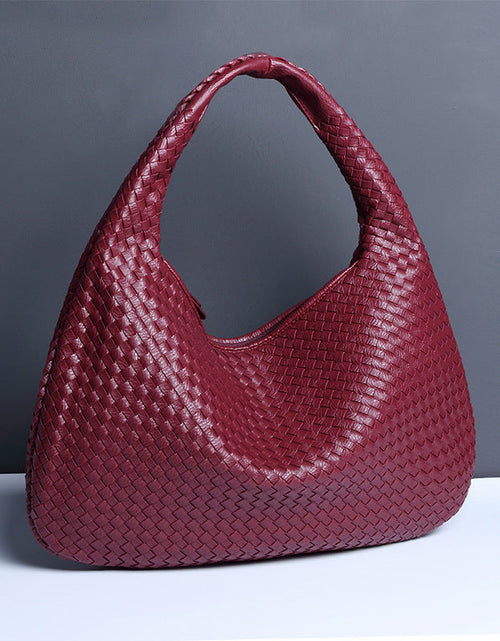 Load image into Gallery viewer, Crescent shaped women's bag hand woven hand-held dumpling bag fashionable single shoulder armpit bag
