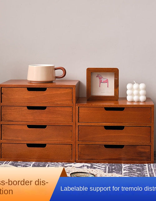 Load image into Gallery viewer, Three-layer Storage Cabinet, Small Wooden Cosmetic Organizer Box, Display Screen Riser
