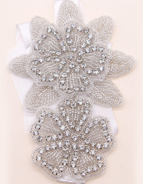 Load image into Gallery viewer, Sweet princess bridal headgear handmade crystal inlaid rhinestone flower cloth headband hair ornament
