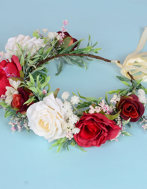 Load image into Gallery viewer, Flower garland headwear Hawaiian flower girl beautiful super fairy bride rose ring accessory
