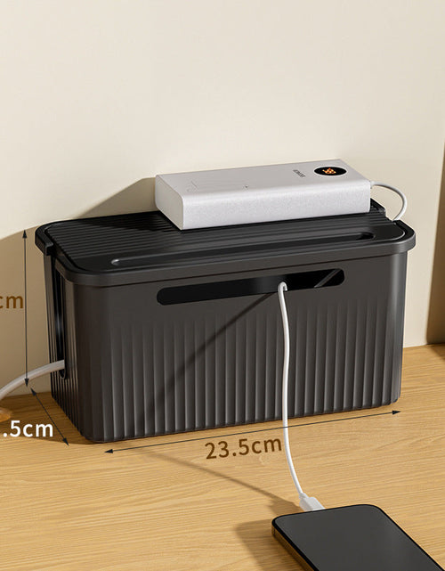 Load image into Gallery viewer, Desktop Plug Socket &amp; Cable Organizer – Black/White Storage Box for Charging/Data Cables
