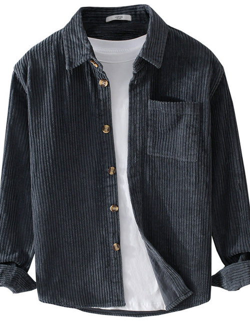 Load image into Gallery viewer, Autumn and winter men's corduroy long sleeved shirt, simple, casual, trendy, retro, handsome men's shirt
