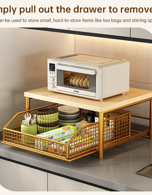 Load image into Gallery viewer, Modern Kitchen Microwave Shelf – Space-Saving Countertop Storage for Appliances, Elegant Design
