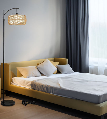 Arc Floor Lamp with Remote Control, Dimmable LED Floor Lamp with 3 Color Temperature Boho Farmhouse Tall Pole Lamp