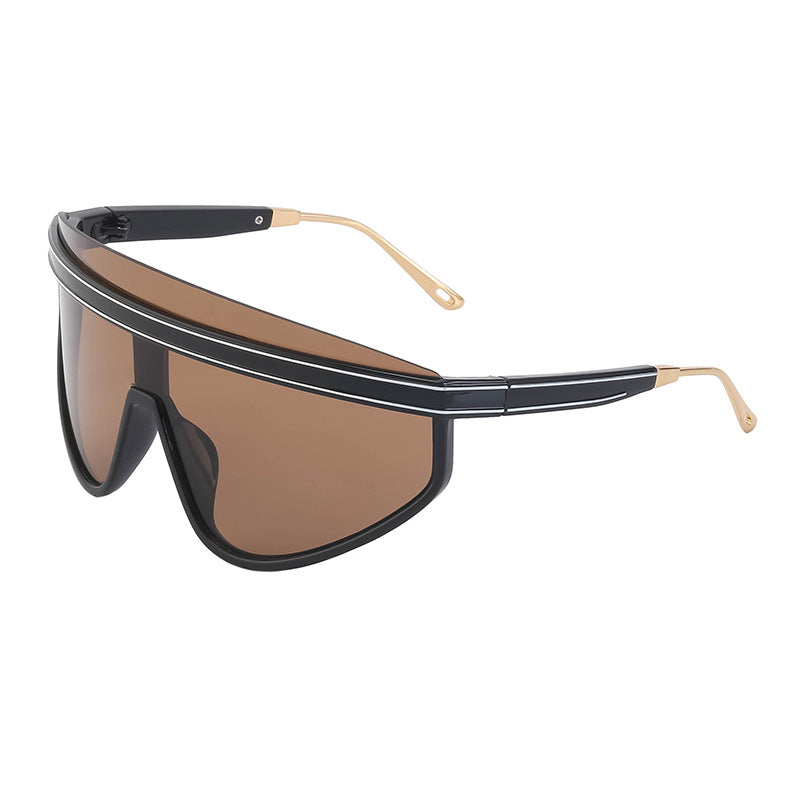 Personalized Large Frame One-Piece Lens Sunscreen Sunglasses For Women High Sense Windproof Ins Sunglasses
