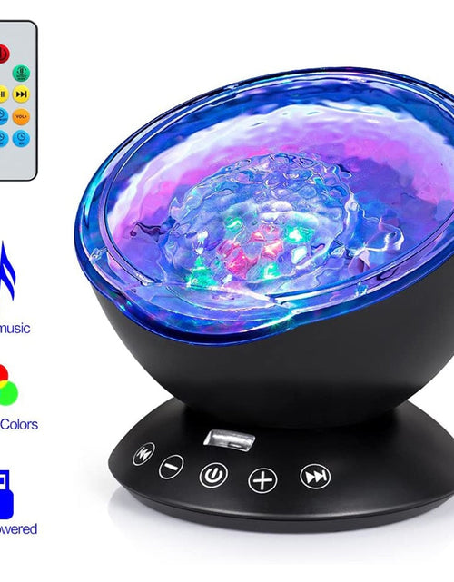 Load image into Gallery viewer, Ocean Wave Projector Light Led Night Lamp Music Player Remote Control USB Starry Projection Living Bedroom Party Decor Gifts
