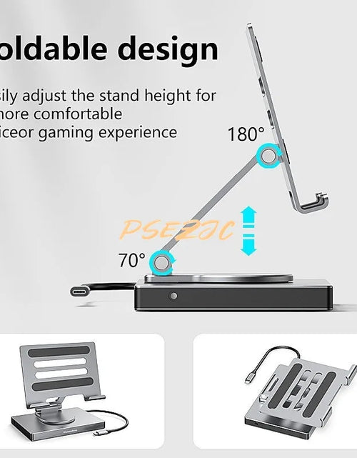 Load image into Gallery viewer, 4K/60Hz Gigabit Ethernet Port USB 3.0 Splitter Hub Converter Flat Panel Rotary Stand Type-c Docking Station

