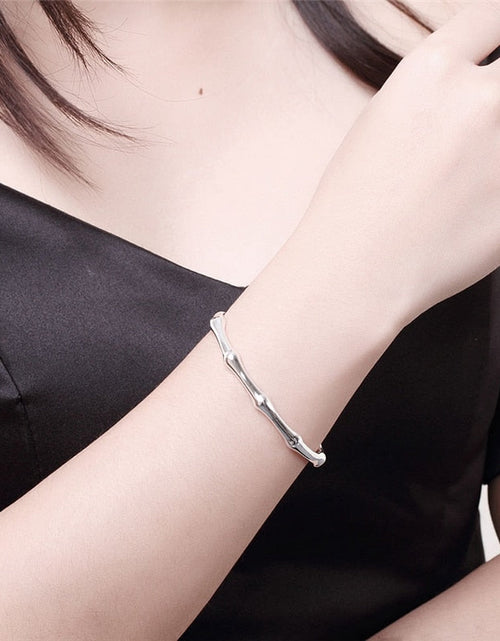 Load image into Gallery viewer, New Romantic Bracelet &amp; Bangles for Women 925 Silver Hot Bamboo Joint Opening Cuff Bracelet Fashion Women Bangles Jewelry

