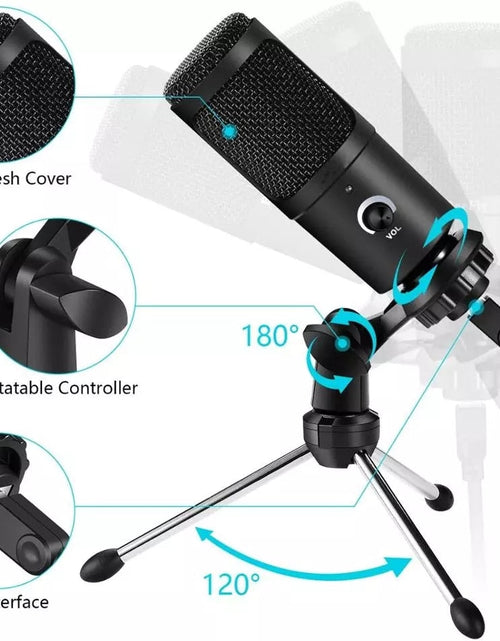 Load image into Gallery viewer, Professional USB Condenser Microphones For PC Computer Laptop Singing Gaming Streaming Recording Studio YouTube Video Microfon
