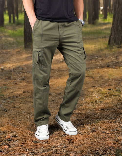 Load image into Gallery viewer, Men's Cotton Cargo Overalls for Camping &amp; Hiking - Straight-Leg, Multi-Pocket Baggy Trousers
