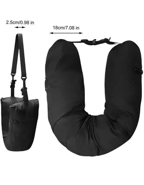 Load image into Gallery viewer, Airplane Travel Sleeping Pillow - U-Shaped Velvet Pillowcase, Fillable Design with Storage Pouch
