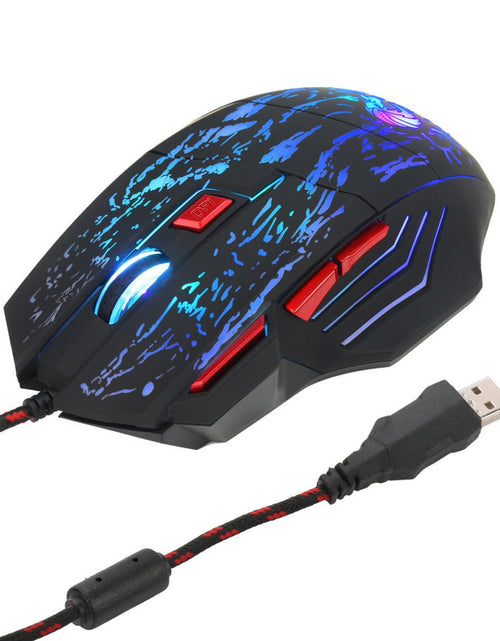 Load image into Gallery viewer, Flowing Crack Colorful Luminous Gaming Mouse Wired Blaze Bird Mouse
