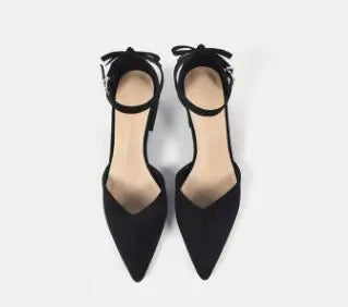 Load image into Gallery viewer, Suede Bow Peep-Toe Heels with Chunky Mid Heels

