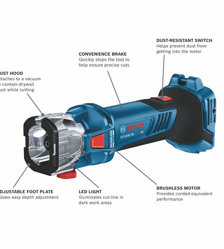 BOSCH GCU18V-30N 18V Brushless Cut-Out Tool (Bare Tool)