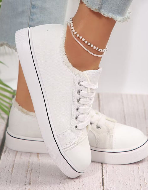 Load image into Gallery viewer, Women's Lace-Up Canvas Sneakers – Lightweight Flat Low-Top
