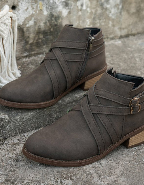 Load image into Gallery viewer, Women’s Retro High-Heel Ankle Boots – Chic Suede Single Boots
