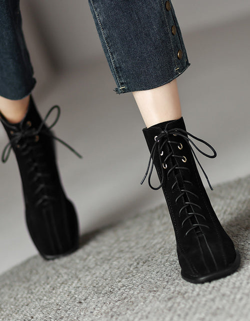 Load image into Gallery viewer, Women’s Square Toe Martin Boots – All-Match Casual Ankle Boots
