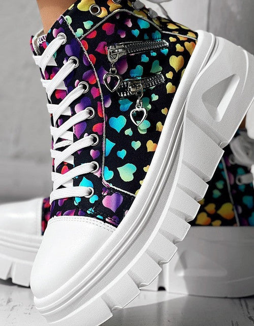 Load image into Gallery viewer, Muffin Heel Side-Zipper &amp; Dual Lace-Up Casual Sneakers for Women
