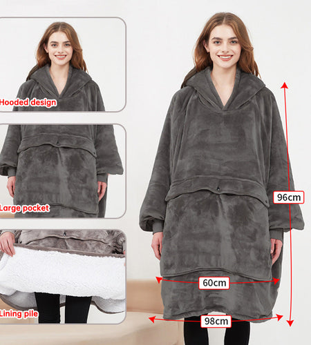 USB carbon fiber heated lazy blanket can be worn in winter, thick heating, washable lazy hoodie electric blanket
