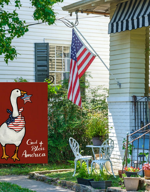 Load image into Gallery viewer, EKOREST Patriotic Garden Flag 12x18in Double Sided Funny Goose Red White Blue
