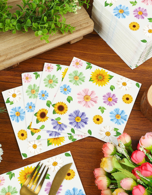 Load image into Gallery viewer, Maniaacer 100 PCS Spring Floral Cocktail Napkins 3-Ply Colorful Paper
