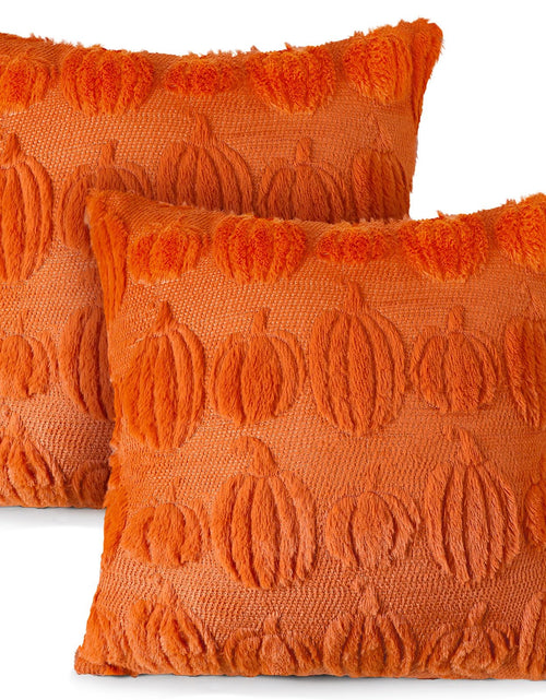 Load image into Gallery viewer, HunnmingRe 2 Pc Pumpkin Throw Pillow Covers 18x18 Orange Autumn Decor
