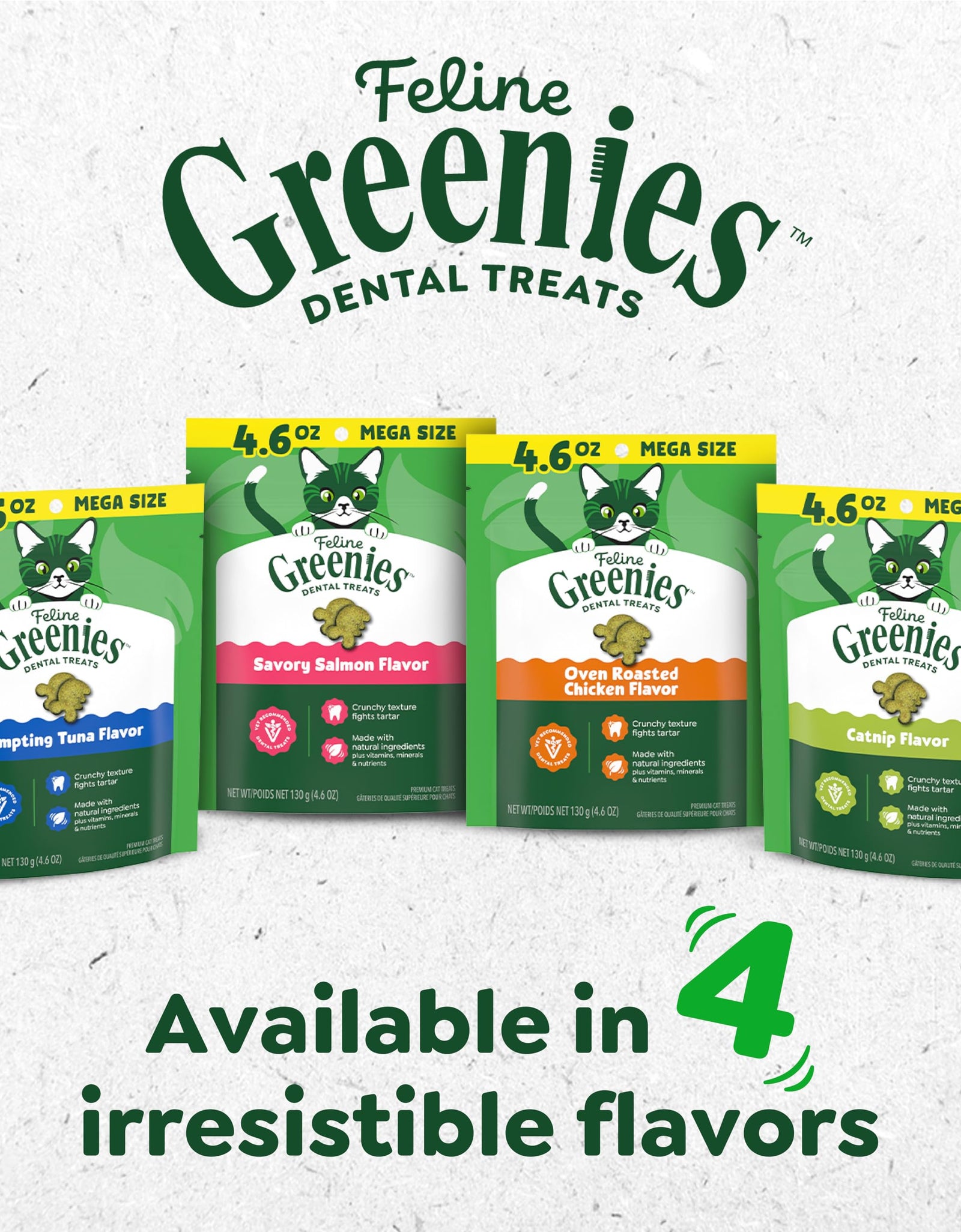 Greenies Cat Treats Adult Natural Dental Tuna Flavor 9.75 oz Tub BEST BY.02/2026