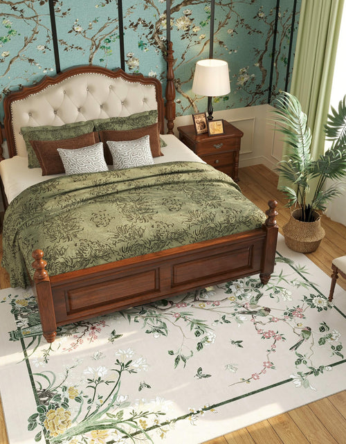 Load image into Gallery viewer, Vowkten 5x7 Chinoiserie Floral Vintage Washable Rug Non Slip Beige
