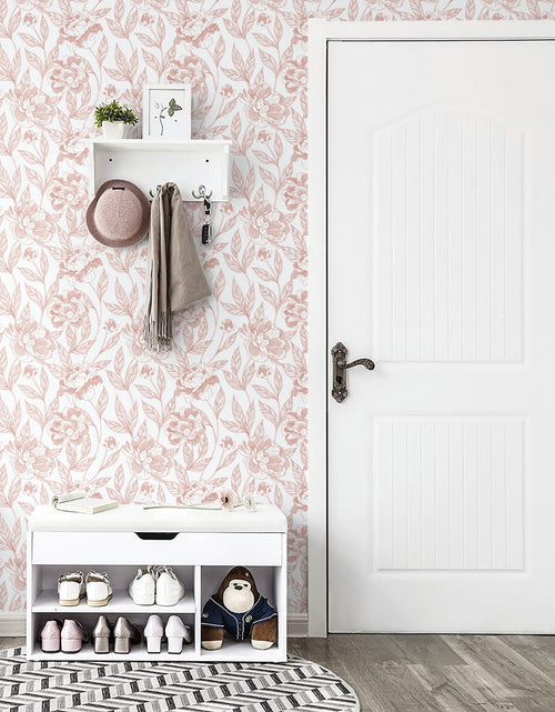 Load image into Gallery viewer, Timeet Pink Floral Peel and Stick Wallpaper Vinyl 17in x 78.7in Modern
