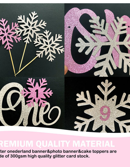 Load image into Gallery viewer, Shempeium Winter Onederland 1st Girl Banner Snowflake Pink Garland
